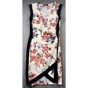 Arabella Floral Sleeveless Sheath Dress Faux Wrap Illusion Women's MED